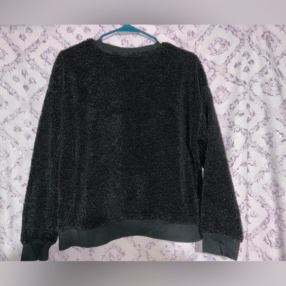 Banana Republic Fuzzy Crewneck, Pullover, Sweatshirt, black teddy, cozy S or M - Picture 6 of 11